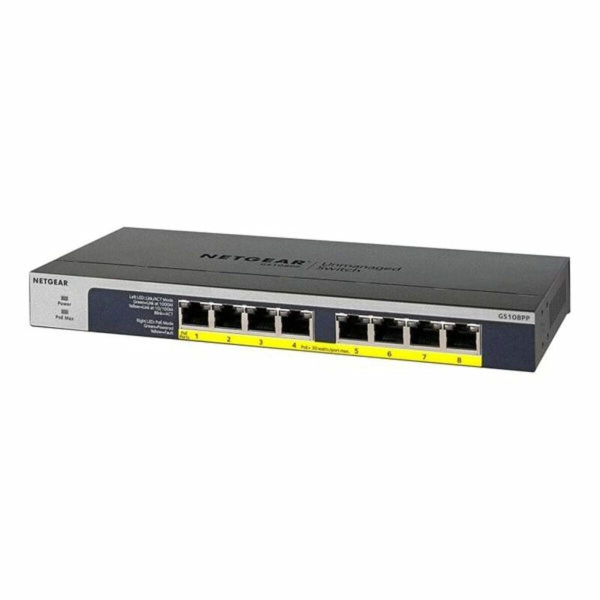 Przełącz sieć z szafką sterującą Netgear GS108pp-100eus 16 Gbps