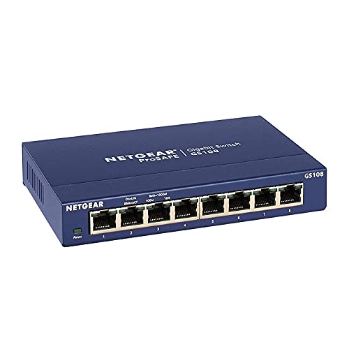 NETGEAR GS108GE LAN Switch 8 Port Netzwerk Switch (Plug-and-Play Gigabit Switch LAN Splitter, LAN Verteiler, Ethernet Hub, lüfterloses Metallgehäuse, ProSAFE Lifetime-Garantie) - EDV-Guru (Guru e.U.)