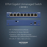 NETGEAR GS108GE LAN Switch 8 Port Netzwerk Switch (Plug-and-Play Gigabit Switch LAN Splitter, LAN Verteiler, Ethernet Hub, lüfterloses Metallgehäuse, ProSAFE Lifetime-Garantie) - EDV-Guru (Guru e.U.)