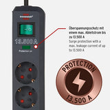 Brennenstuhl Eco-Line, Steckdosenleiste 6-Fach mit Überspannungsschutz (Steckerleiste mit Schalter und 5m Kabel) anthrazit - EDV-Guru (Guru e.U.)