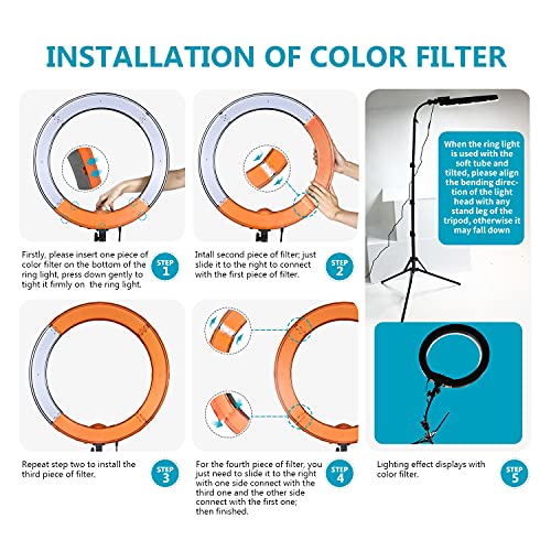 Neewer Ring Light cu set de trepied: 18 inch/45cm în afara 55W 5600k Dimmable LED Dimmable Light cu telecomandă Bluetooth pentru telefonul mobil/camera pentru YouTube Tiktok Autoportret Foto, tatuator, make -up, saloane