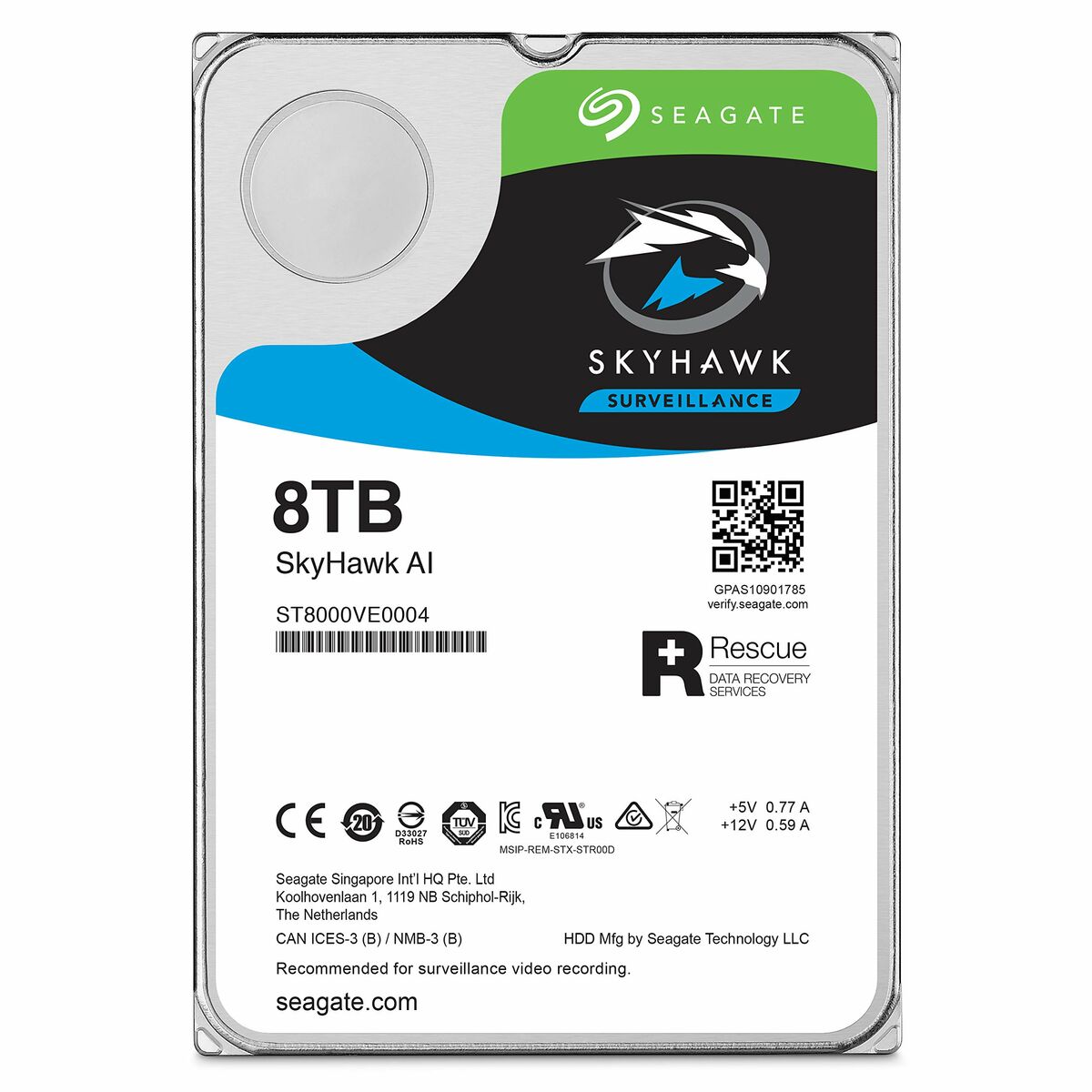 Disco rigido Seagate Skyhawk AI 3,5 "8 TB HDD 8 TB